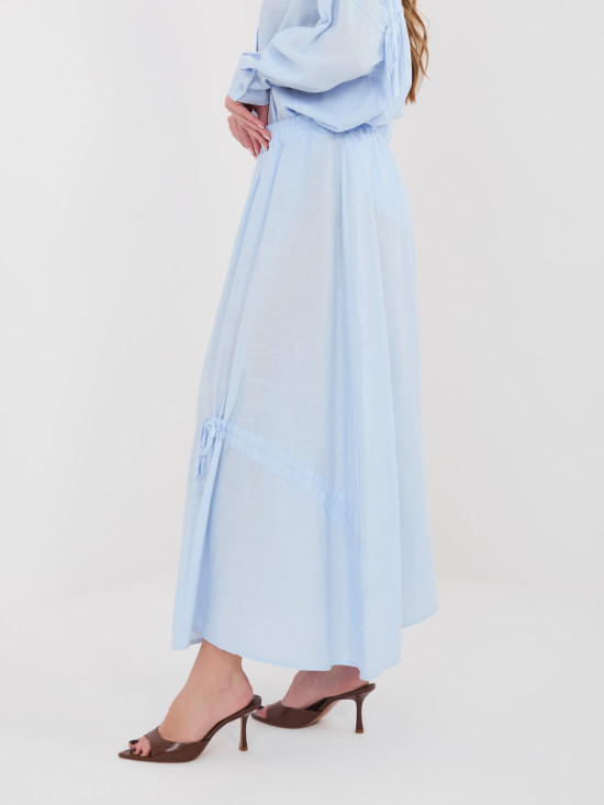 Svetlo modro midi krilo z zavezovanjem