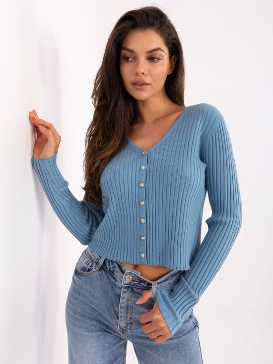 Elegantna modra pulover s V-izrezom