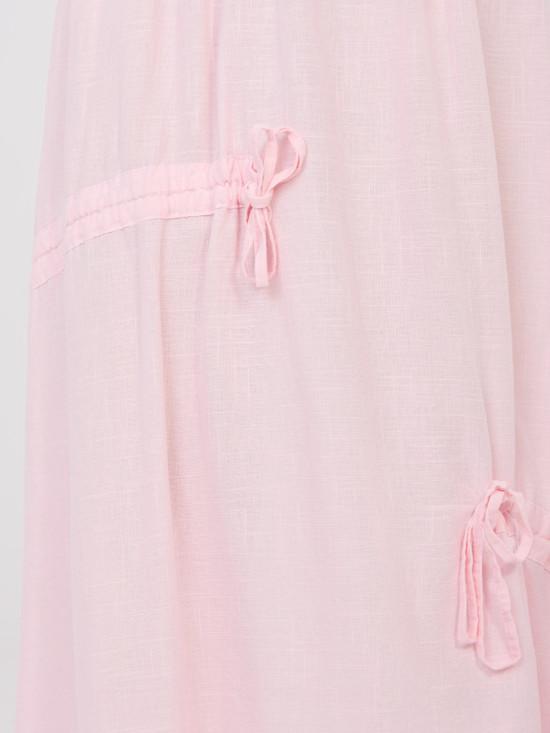 Svetlo roza midi krilo z zavezovanjem