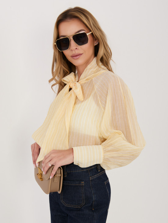 Rumena črtasta srajca z vezanjem