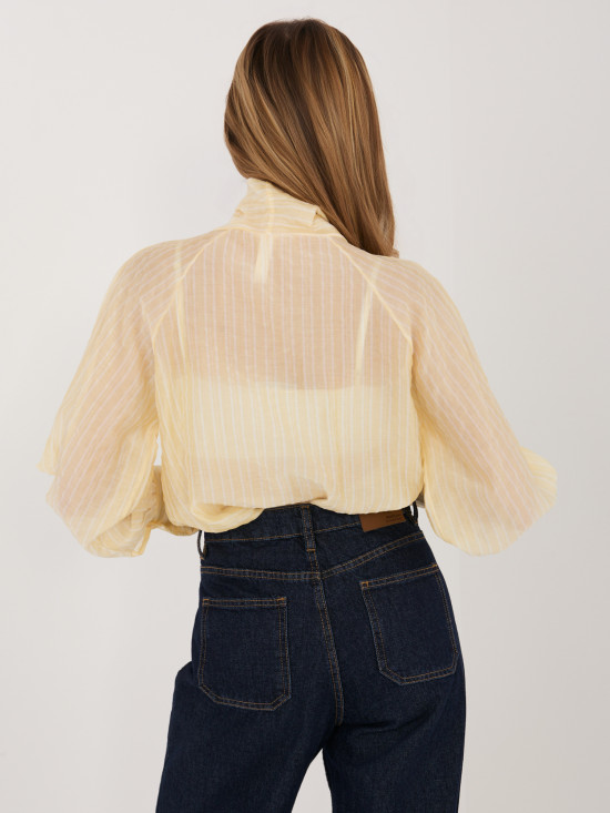 Rumena črtasta srajca z vezanjem