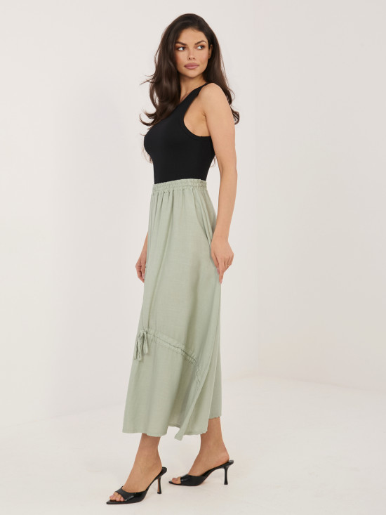 Khaki midi krilo z zavezovanjem