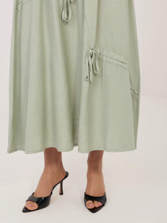 Khaki midi krilo z zavezovanjem