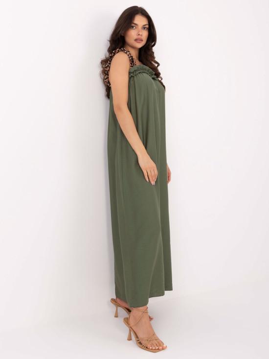 Maxi obleka v khaki barvi