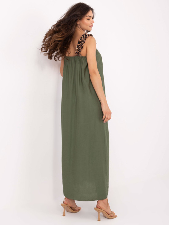Maxi obleka v khaki barvi