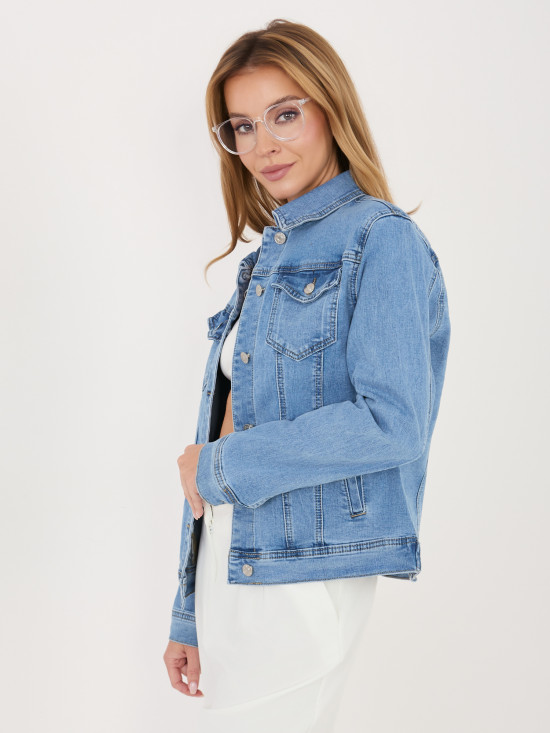 Modra jeans jakna z gumbi