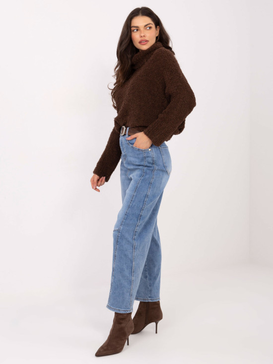 Ženske balloon kavbojke z visokim pasom, modre