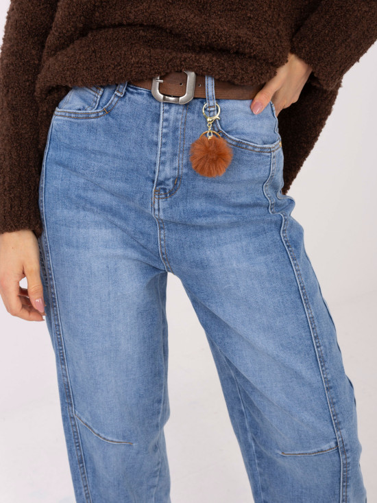 Ženske balloon kavbojke z visokim pasom, modre