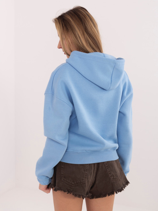 Kratka modra jopa s kapuco in zadrgo