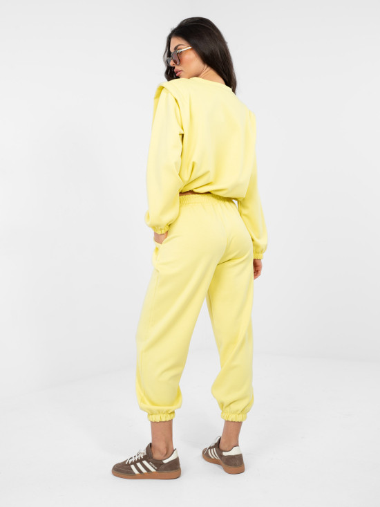 Ženski rumeni komplet z vezanjem in visokim pasom