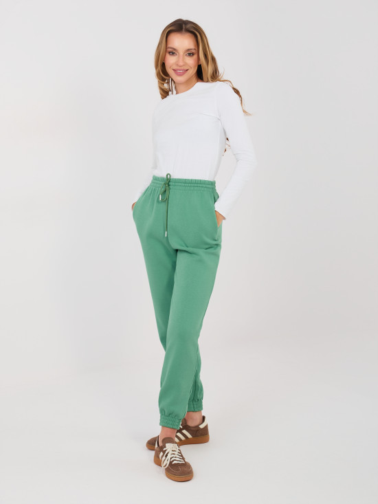 Pistacijeve športne hlače z visokim pasom