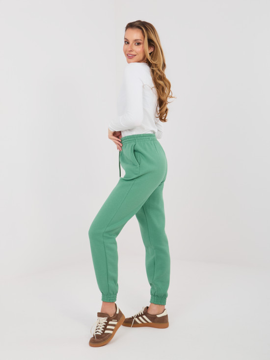 Pistacijeve športne hlače z visokim pasom