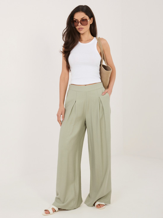Pistacijeve palazzo hlače iz viskoze