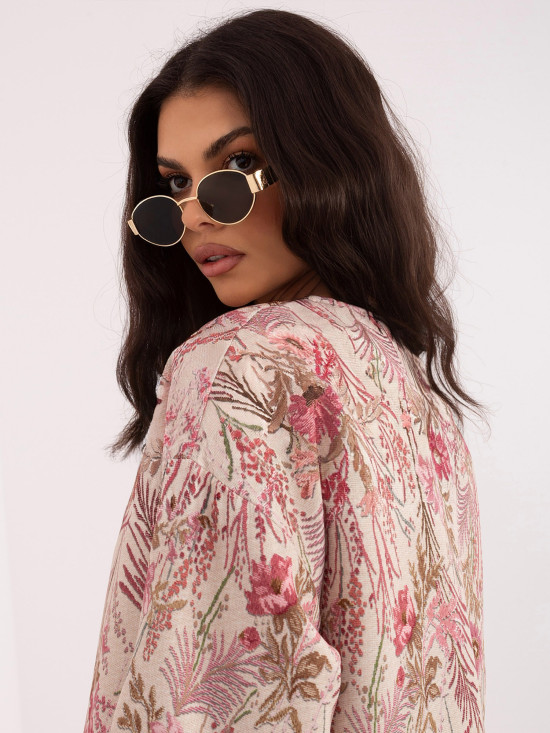 Rožnata bomber jakna s cvetličnim vzorcem