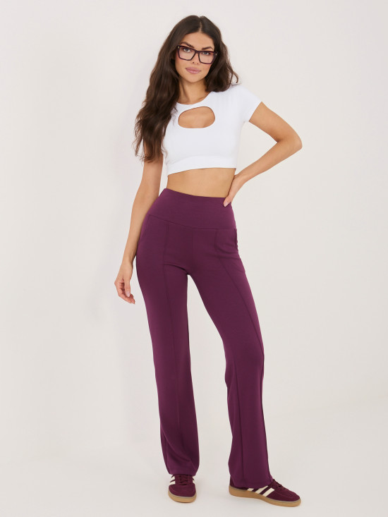 Temno vijolične športne hlače z ravnim krojem