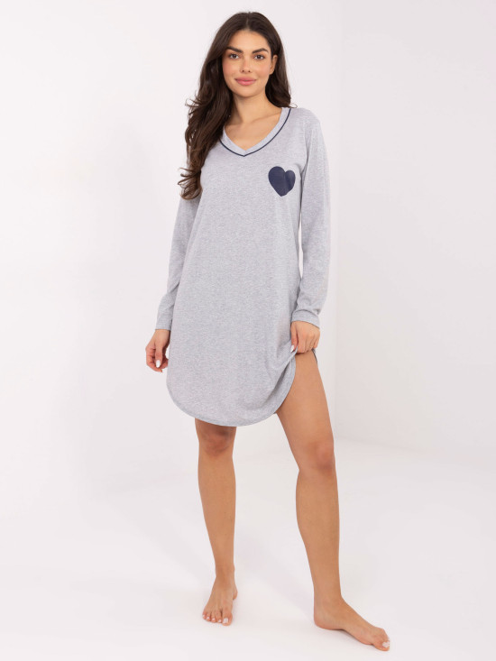 Ženska siva spalna srajca s potiskom