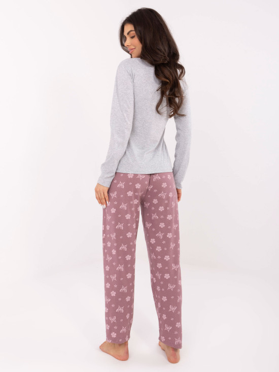 Ženska siva bombažna pižama s potiskom