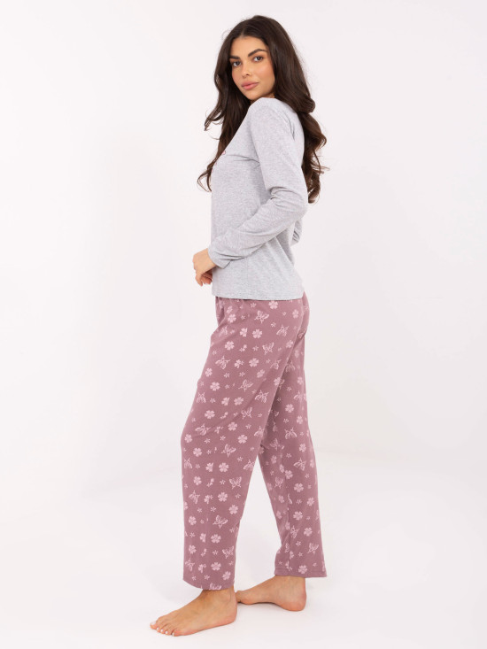 Ženska siva bombažna pižama s potiskom