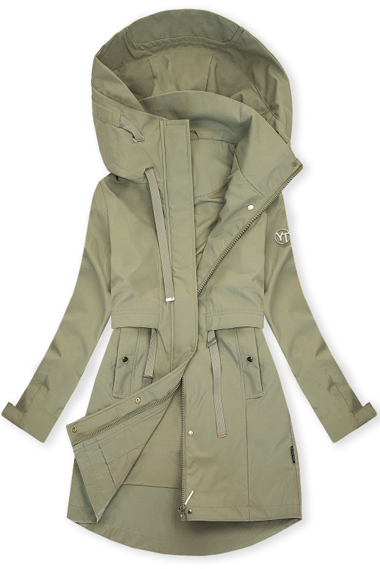 Spomladanska parka z veliko kapuco khaki