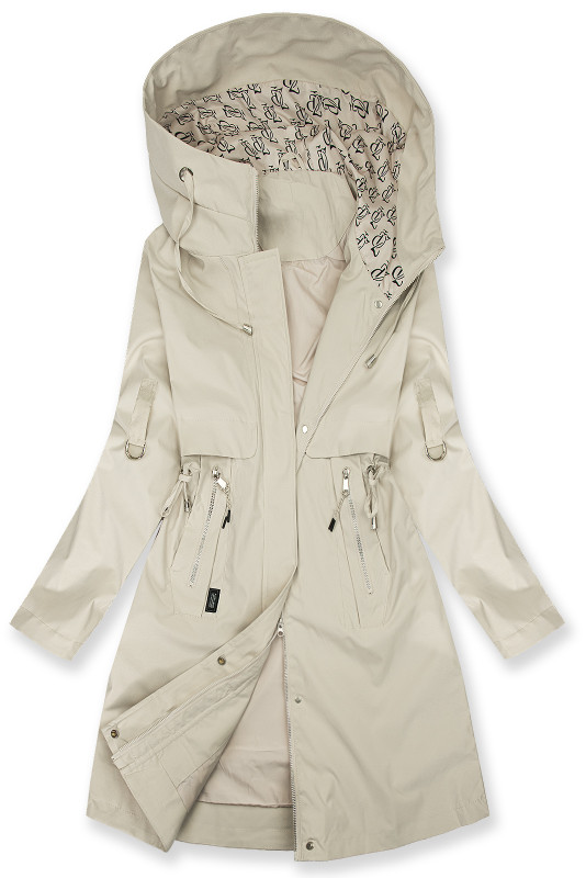 Podaljšana parka s potiskom v kapuci