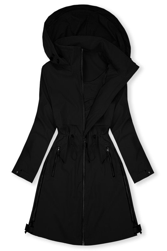Ženska prehodna parka s snemljivo kapuco črna