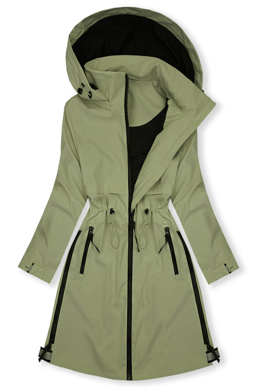 Ženska prehodna parka s snemljivo kapuco olivno zelena