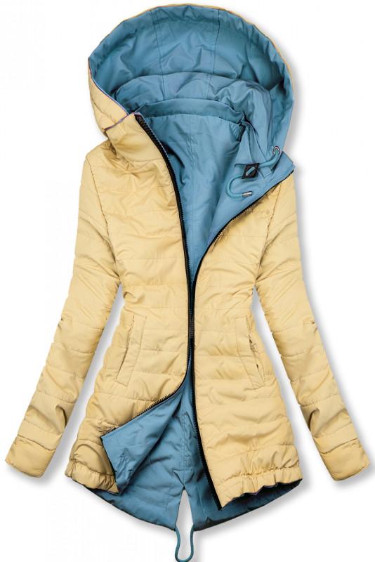 Lahka obojestranska prehodna parka jeans modra/bež