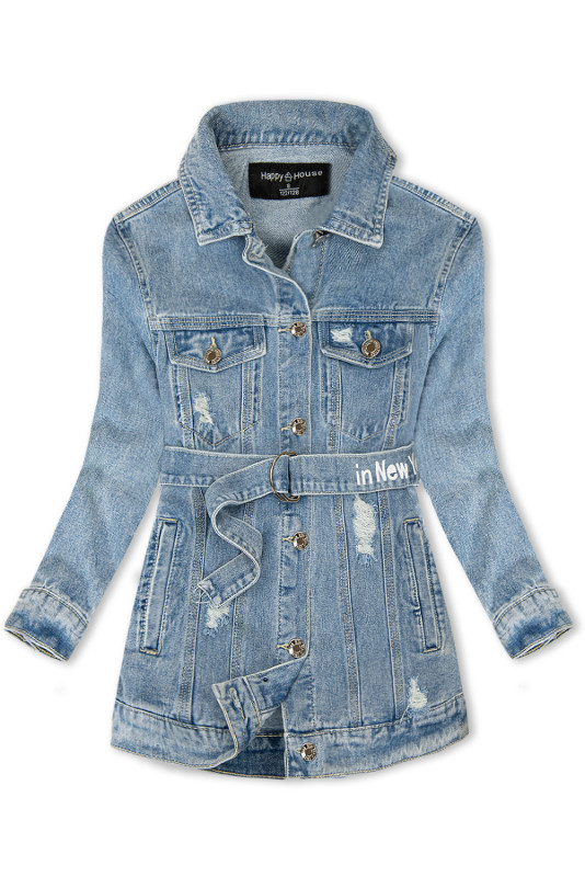 Modra jeans jakna s pasom