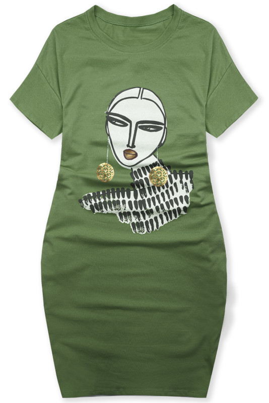 Temno zelena večja (plus size) obleka MODEL
