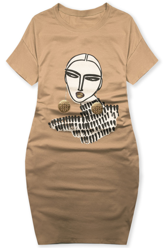 Kavnorjava večja (plus size) obleka MODEL