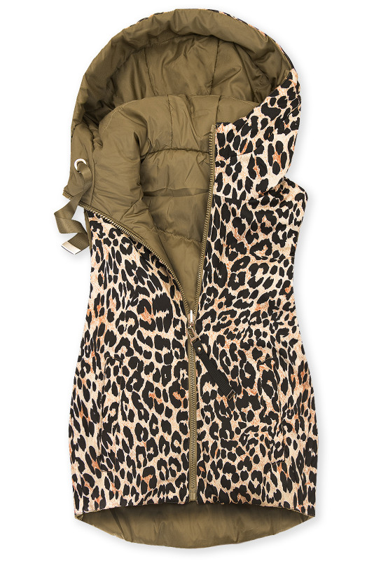 Dvostranski telovnik z leopardjim vzorcem, rjava