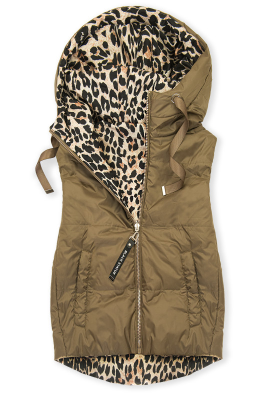 Dvostranski telovnik z leopardjim vzorcem, rjava