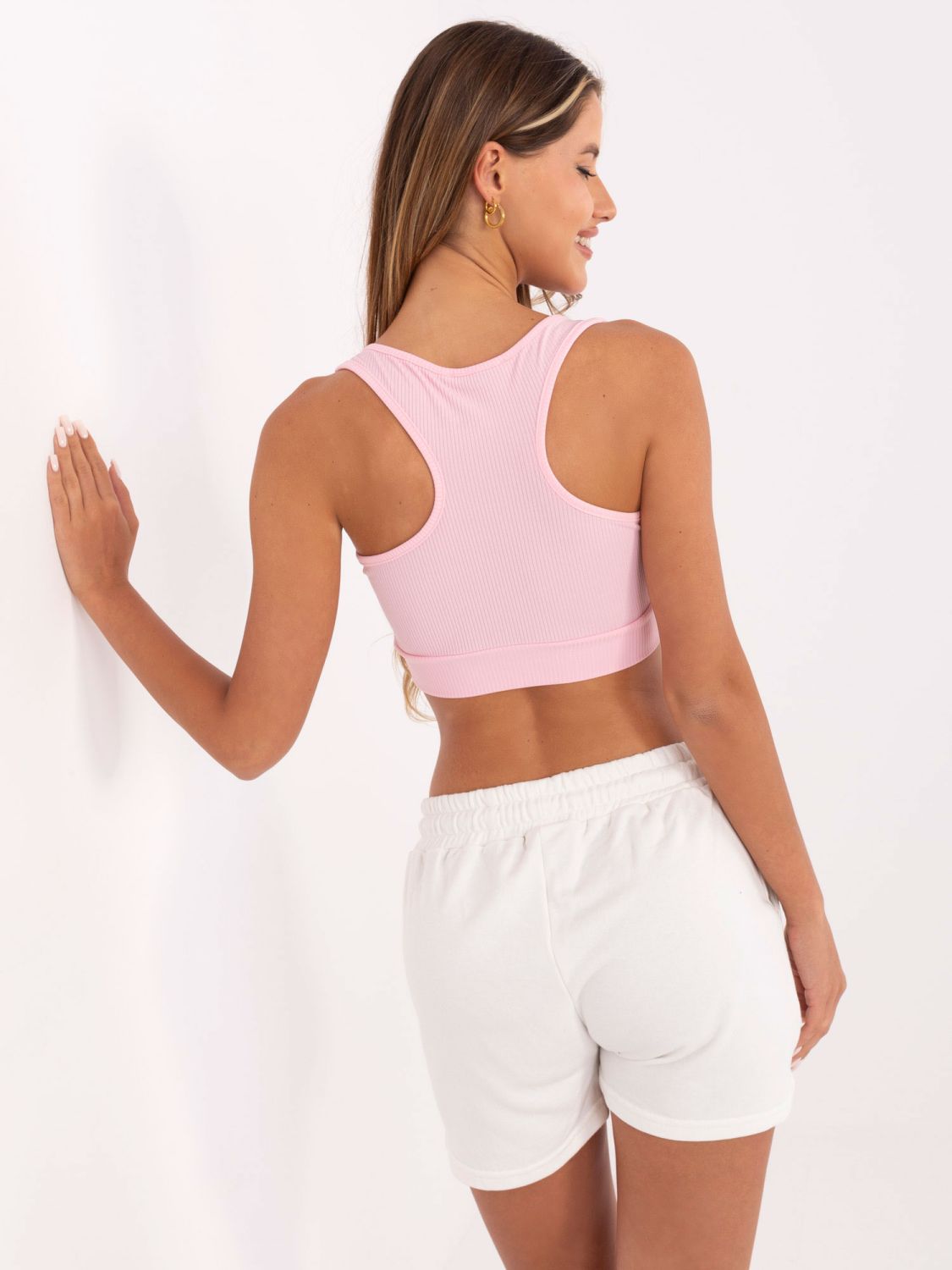 RUE PARIS Svetlo roza kratek top