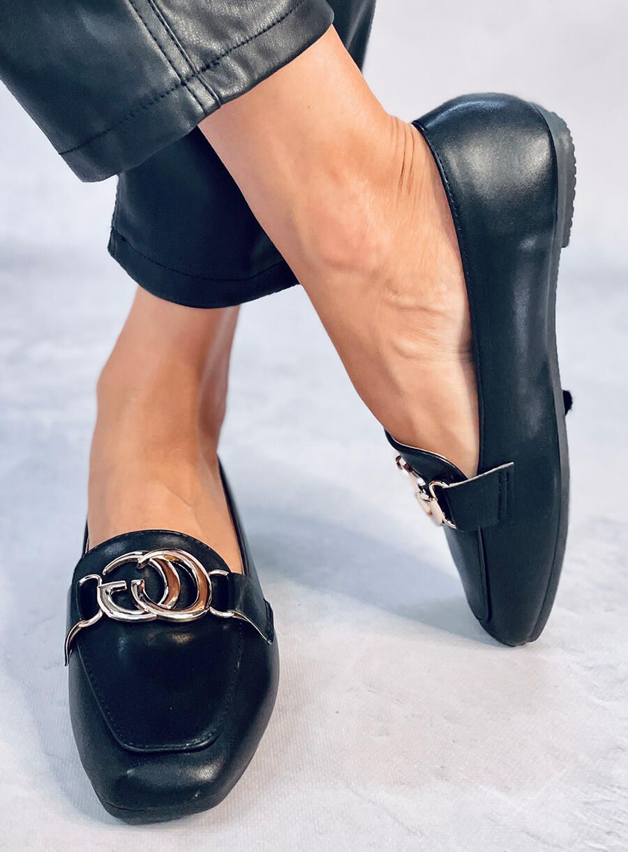 Črni elegantni ženski mokasini