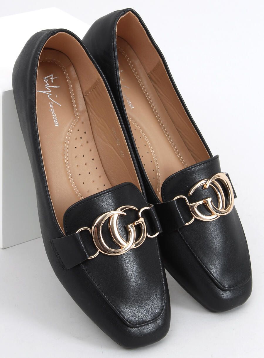 Črni elegantni ženski mokasini