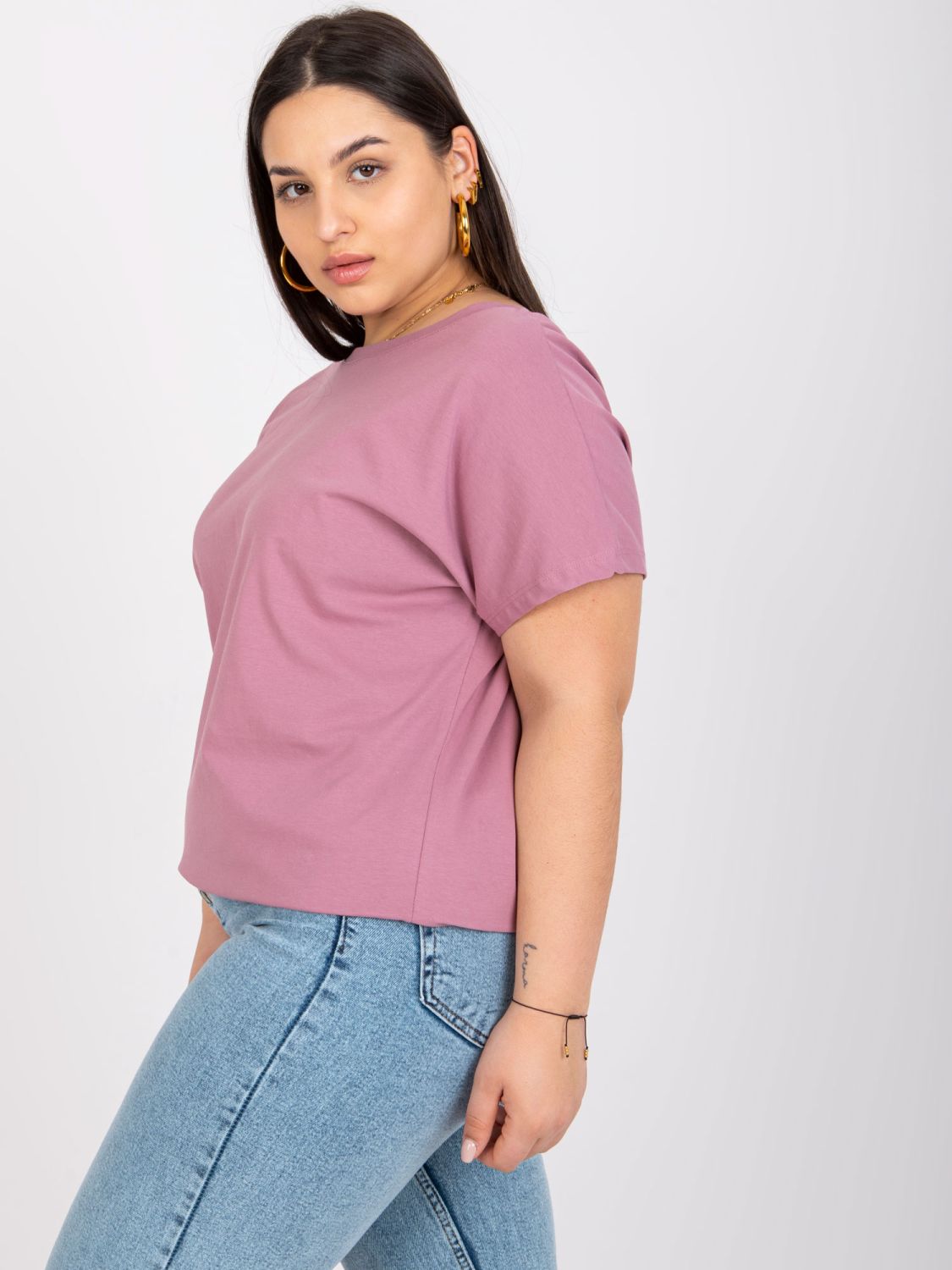 Roza plus size majica iz bombaža
