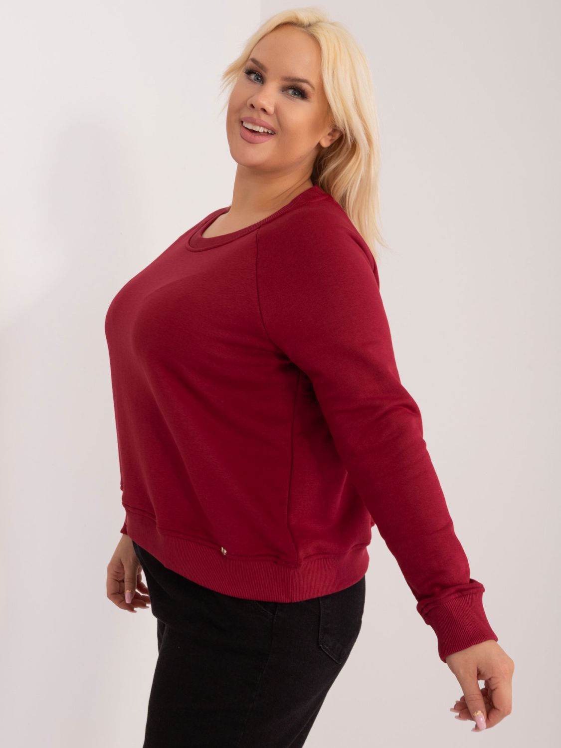 Bordo plus size pulover brez kapuce