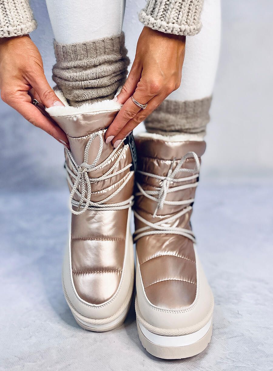 Zimske snežke z vezalkami bež