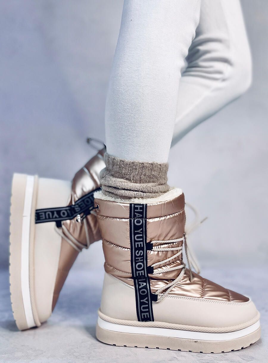 Zimske snežke z vezalkami bež