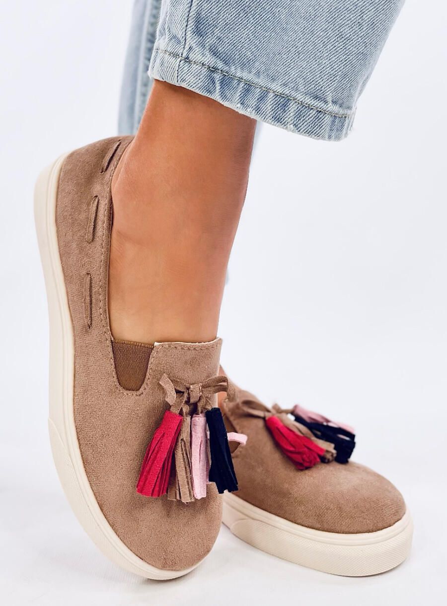 Rjave slip-on espadrile z resicami