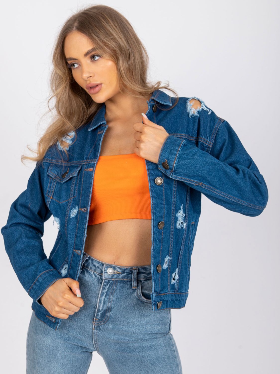 Ženska modra jeans jakna