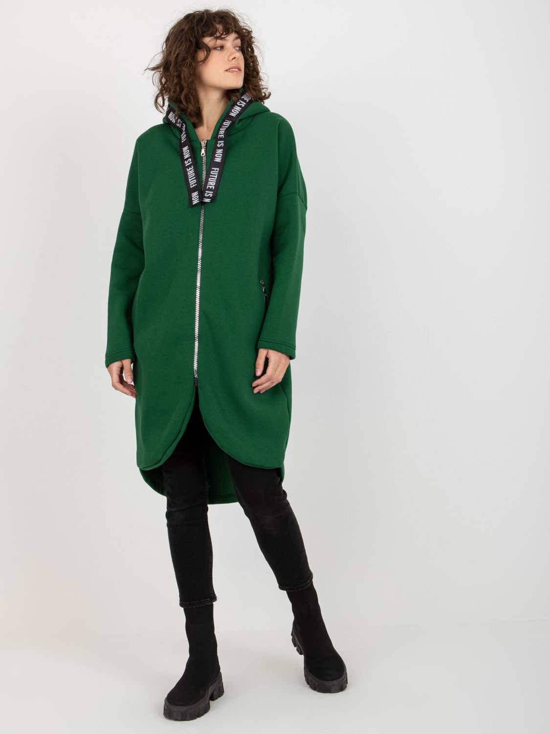 Temnozelená dolga oversize mikina