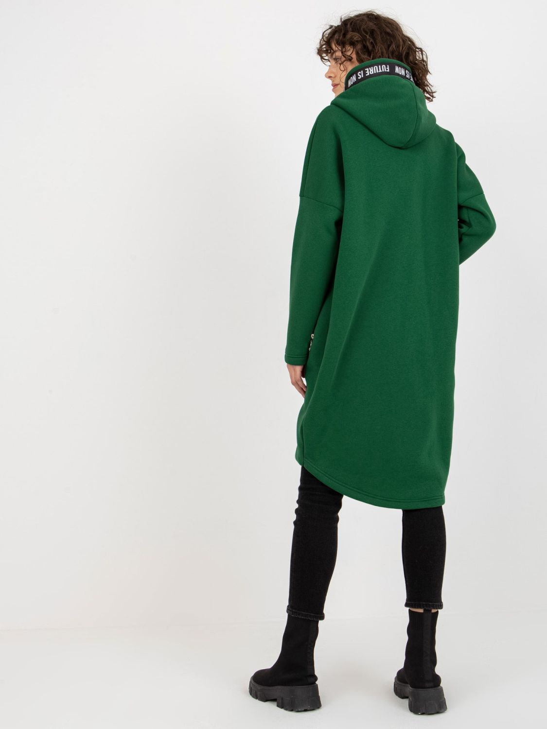 Temnozelená dolga oversize mikina