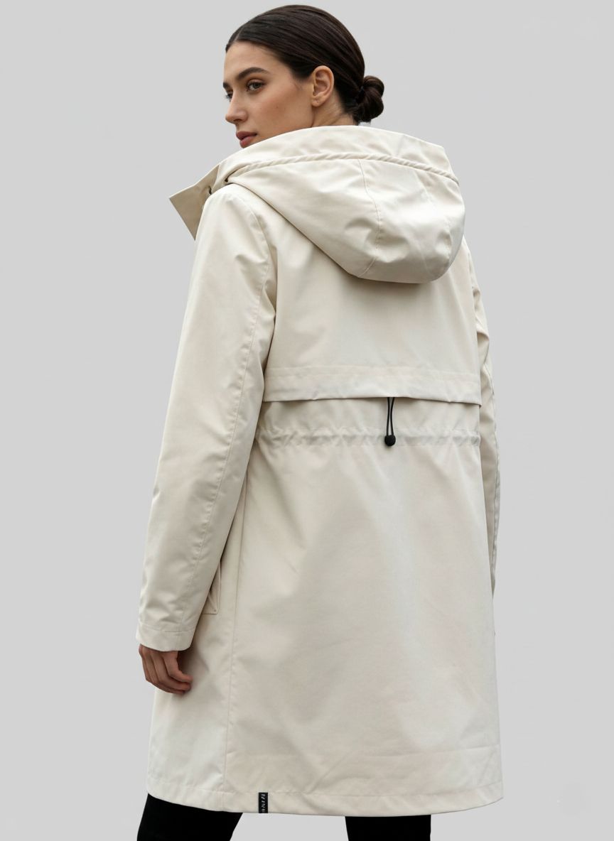 Ženska prehodna jakna s kapuco ecru