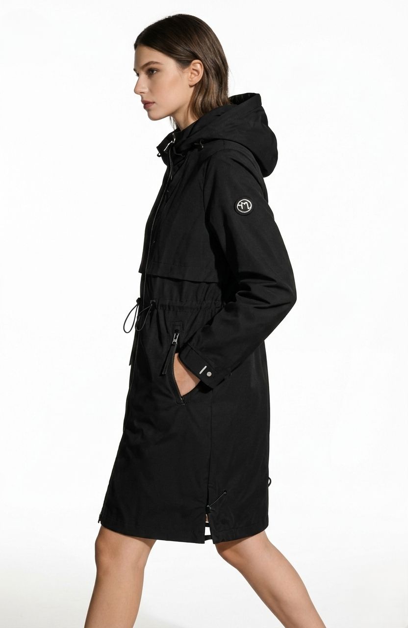 Ženska prehodna parka s snemljivo kapuco črna