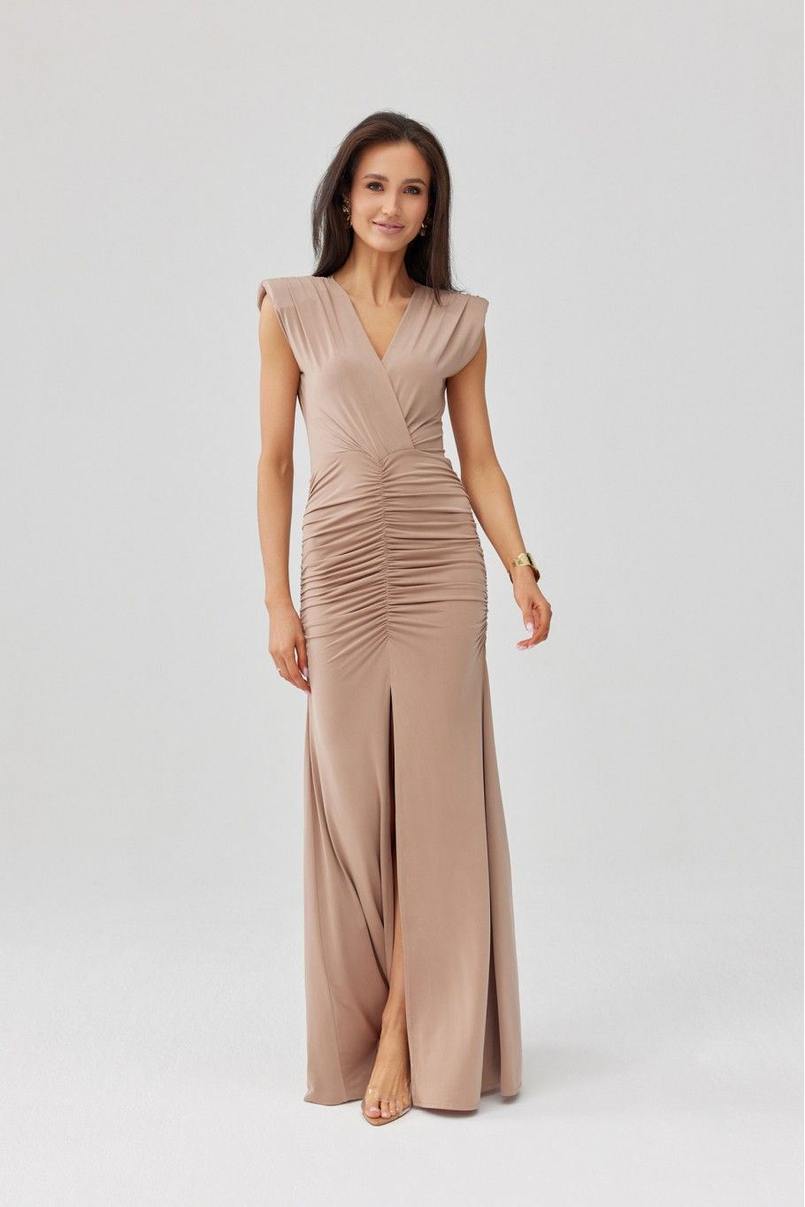 Noelia maxi obleka v cappuccino odtenku