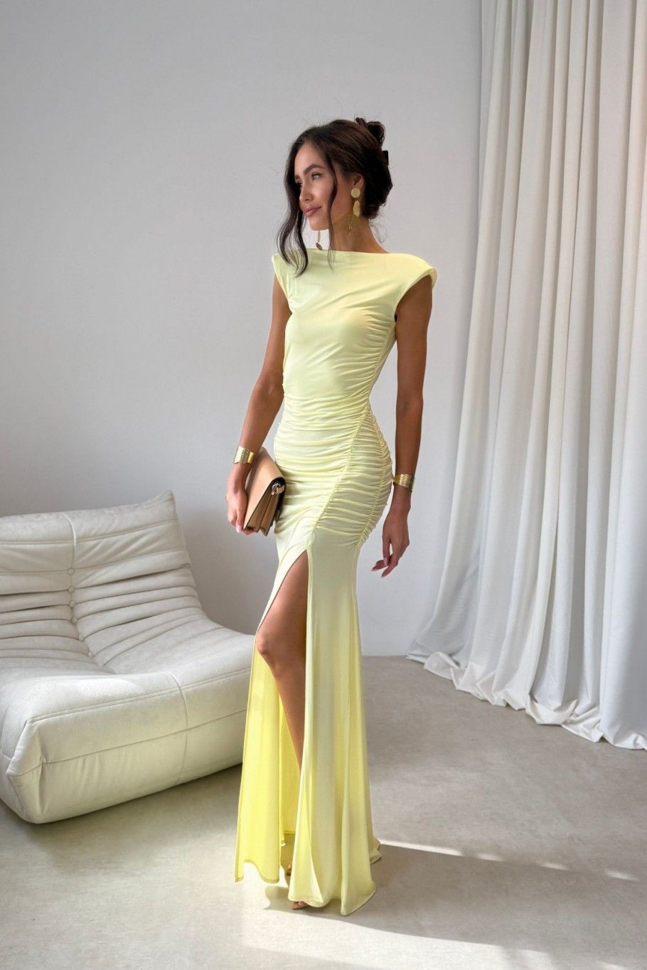 Aurelia rumena maxi obleka