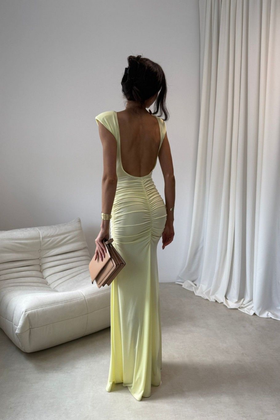 Aurelia rumena maxi obleka