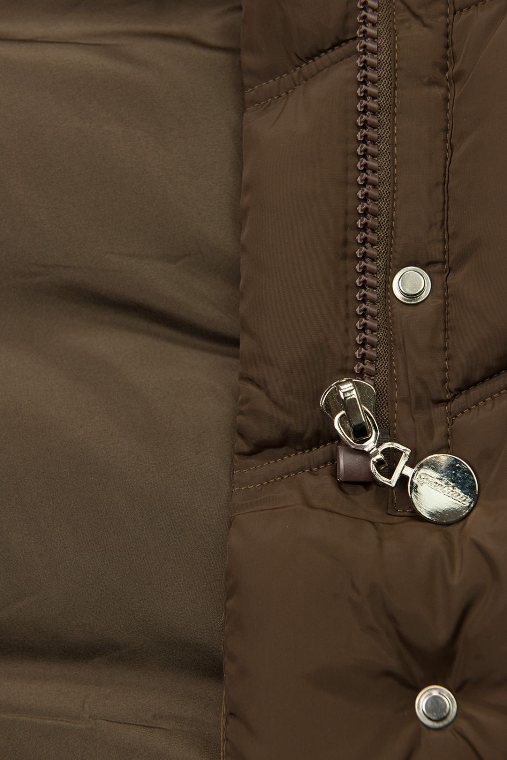 Zimska jakna s pasom in krznom rjava