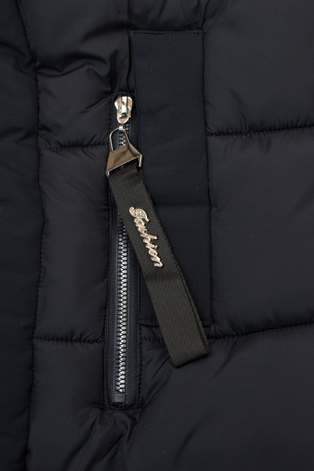 Temno modra dolga zimska jakna s krznom